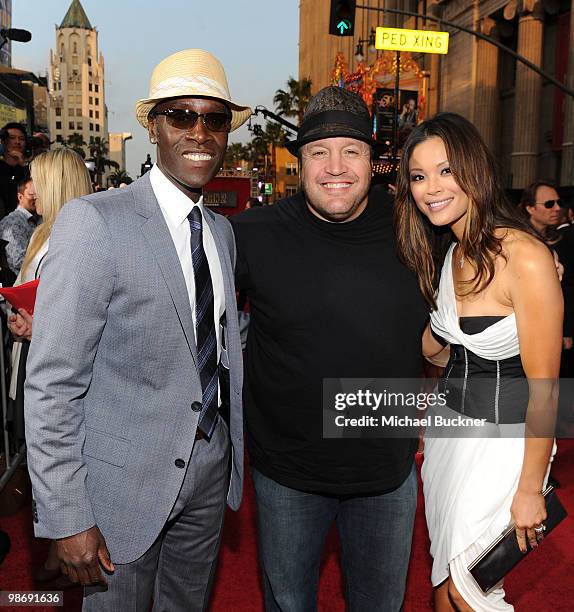 Actors Don Cheadle, Kevin James and wife Steffiana De La Cruz arrive at the world wide premiere of "Iron Man 2" Premiere held at the El Capitan...