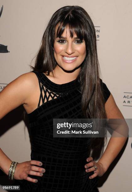 Actress Lea Michele arrives for An Evening With "Glee" at Leonard H. Goldenson Theatre on April 26, 2010 in North Hollywood, California.