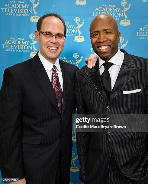 Ernie Johnson and Kenny Smith present at the 31st annual Sports Emmy Awards at Frederick P. Rose Hall, Jazz at Lincoln Center on April 26, 2010 in...