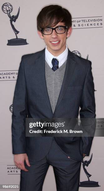 Actor Kevin McHale attends the Academy of Television Arts and Sciences' Evening with "Glee" at the Leonard H. Goldenson Theatre on April 26, 2010 in...