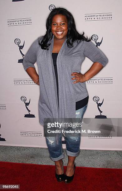 Actress Amber Riley attends the Academy of Television Arts and Sciences' Evening with "Glee" at the Leonard H. Goldenson Theatre on April 26, 2010 in...