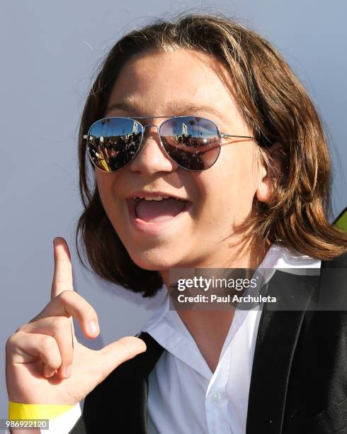 Actor Bryson Robinson attends the Gen-Z Studio Brat's premiere of "Chicken Girls" at The Ahrya Fine Arts Theater on June 28, 2018 in Beverly Hills,...