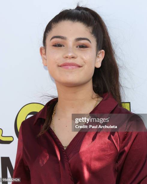 Actress Dylan Conrique attends the Gen-Z Studio Brat's premiere of "Chicken Girls" at The Ahrya Fine Arts Theater on June 28, 2018 in Beverly Hills,...