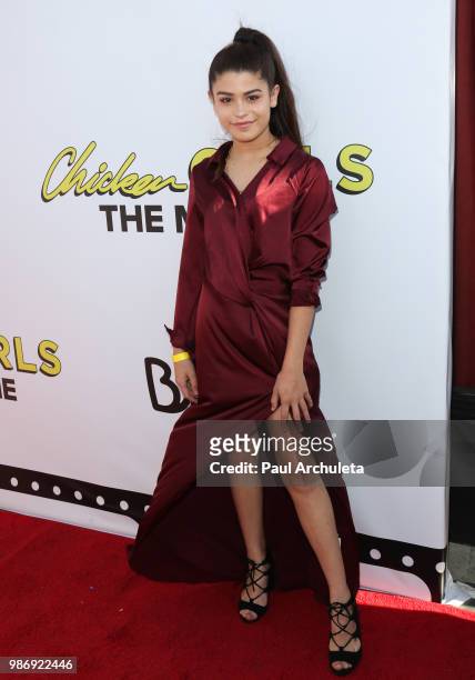 Actress Dylan Conrique attends the Gen-Z Studio Brat's premiere of "Chicken Girls" at The Ahrya Fine Arts Theater on June 28, 2018 in Beverly Hills,...
