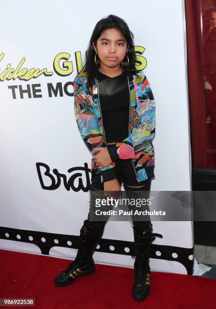 Actress Elisakh Hagia attends the Gen-Z Studio Brat's premiere of "Chicken Girls" at The Ahrya Fine Arts Theater on June 28, 2018 in Beverly Hills,...