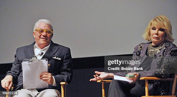 Rex Reed and Joan Rivers attend the "Joan Rivers A Piece of Work" panel during the 9th Annual Tribeca Film Festival at the SVA Theater on April 26,...