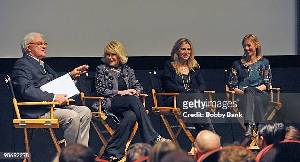 Rex Reed,Joan Rivers and directors Ricki Stern and Annie Sundberg attend the "Joan Rivers A Piece of Work" panel during the 9th Annual Tribeca Film...