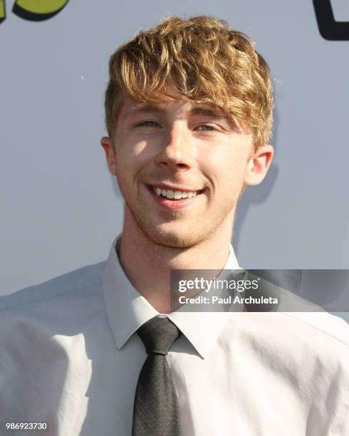 Actor Joey Luthman attends the Gen-Z Studio Brat's premiere of "Chicken Girls" at The Ahrya Fine Arts Theater on June 28, 2018 in Beverly Hills,...