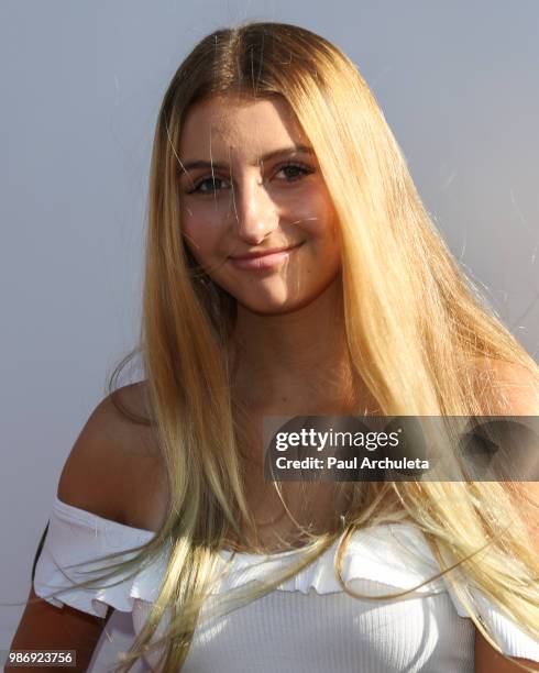 Model Sophie Strauss attends the Gen-Z Studio Brat's premiere of "Chicken Girls" at The Ahrya Fine Arts Theater on June 28, 2018 in Beverly Hills,...