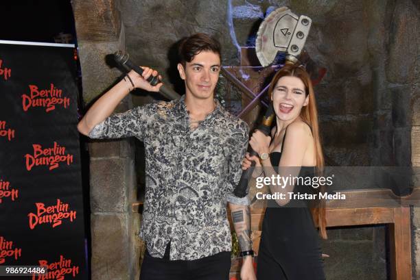 Klaudia Giez and her boyfriend Pierre during the 'Horror Hour - Licht aus, Alptraum an!' premiere at Berlin Dungeon on June 28, 2018 in Berlin,...