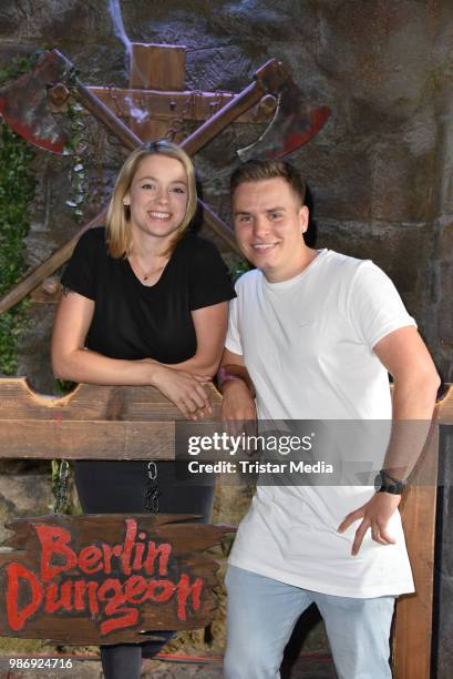 Anne Wuensche and Henning Merten during the 'Horror Hour - Licht aus, Alptraum an!' premiere at Berlin Dungeon on June 28, 2018 in Berlin, Germany.