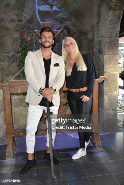 Domenico de Cicco and Carina Spack during the 'Horror Hour - Licht aus, Alptraum an!' premiere at Berlin Dungeon on June 28, 2018 in Berlin, Germany.