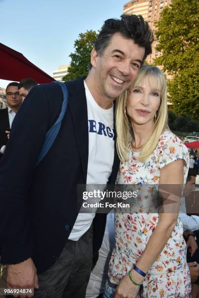 Stephane Plaza and Patricia Charpentier attend "Petanque et Gastronomie" At Paris Yatch Marina Port de Grenelle on June 28, 2018 in Paris, France.