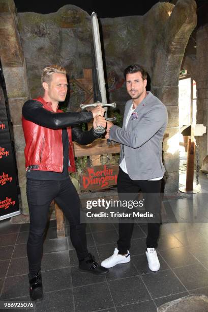 Nico Schwanz and Leonard Freier during the 'Horror Hour - Licht aus, Alptraum an!' premiere at Berlin Dungeon on June 28, 2018 in Berlin, Germany.