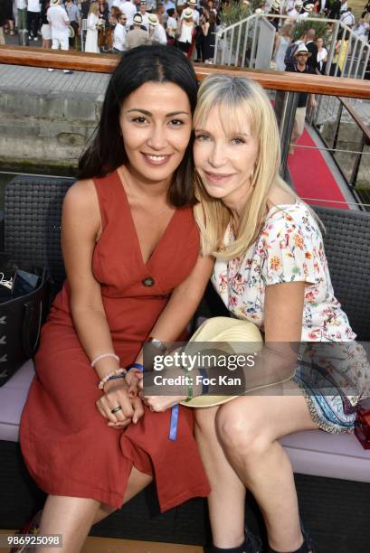 Karima Charni and Patricia Charpentier attend "Petanque et Gastronomie" At Paris Yatch Marina Port de Grenelle on June 28, 2018 in Paris, France.