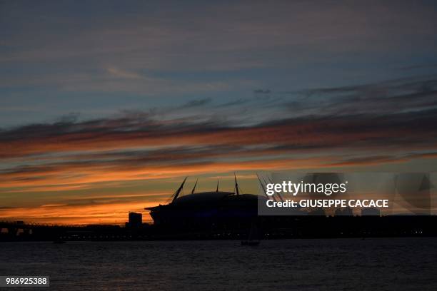 Picture taken on June 27 in Saint Petersburg shows a view of the Petersburg Arena, a venue of the Russia 2018 World Cup football tournament.