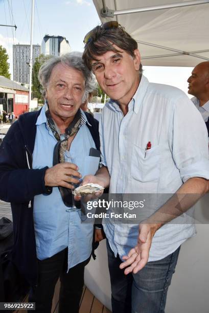 Herve Villard and Tex attend "Petanque et Gastronomie" At Paris Yatch Marina Port de Grenelle on June 28, 2018 in Paris, France.