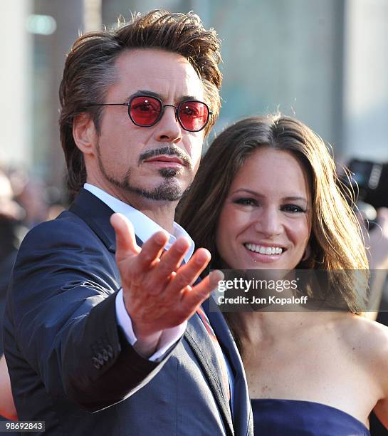 Actor Robert Downey Jr. And wife producer Susan Downey arrive at the Los Angeles Premiere "Iron Man 2" at the El Capitan Theatre on April 26, 2010 in...