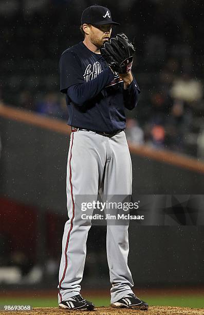 Tommy Hanson of the Atlanta Braves pitches against the New York Mets on April 25, 2010 at Citi Field in the Flushing neighborhood of the Queens...