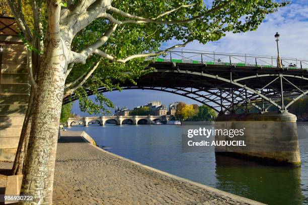 europe france paris quay at the height of the pont des arts - seine river stock pictures, royalty-free photos & images