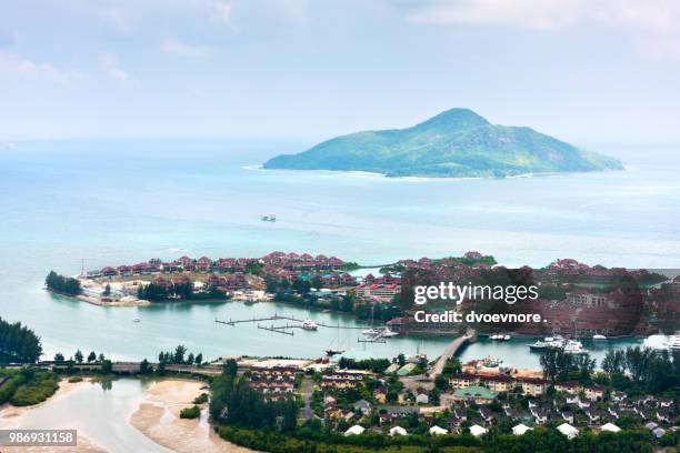 aerial view of eden island mahe seychelles - mt eden stock pictures, royalty-free photos & images