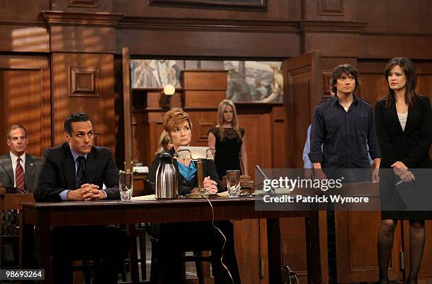 John Bolger , Maurice Benard , Laura Wright , Carolyn Hennesy , Julie Berman , Dominic Zamprogna and Dahlia Salem in a scene that airs the week of...