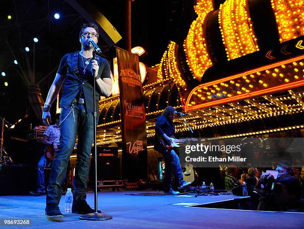 Singer Danny Gokey performs during the Academy of Country Music all-star concert at the Fremont Street Experience April 16, 2010 in Las Vegas, Nevada.