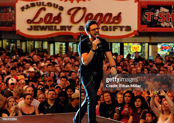 Singer Danny Gokey performs during the Academy of Country Music all-star concert at the Fremont Street Experience April 16, 2010 in Las Vegas, Nevada.