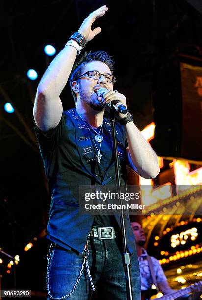 Singer Danny Gokey performs during the Academy of Country Music all-star concert at the Fremont Street Experience April 16, 2010 in Las Vegas, Nevada.