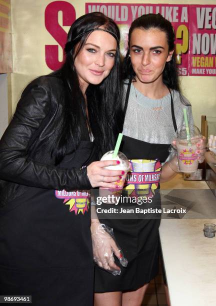 Lindsay Lohan and Ali Lohan visit Millions of Milshakes on April 26, 2010 in Los Angeles, California.