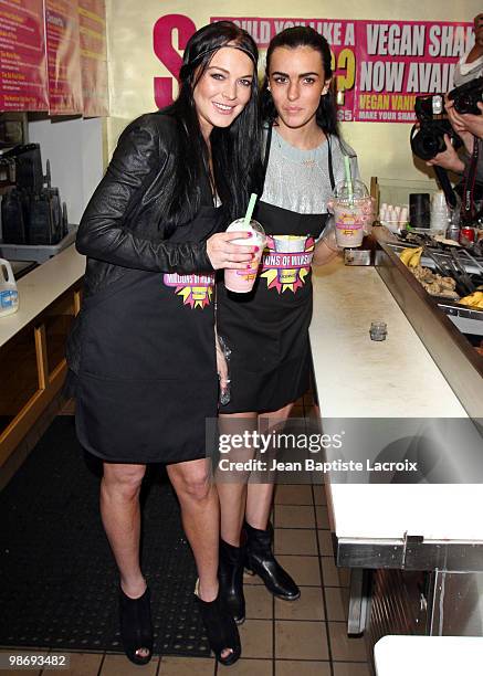 Lindsay Lohan and Ali Lohan visit Millions of Milkshakes on April 26, 2010 in Los Angeles, California.