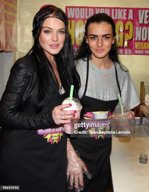 Lindsay Lohan and Ali Lohan visit Millions of Milkshakes on April 26, 2010 in Los Angeles, California.