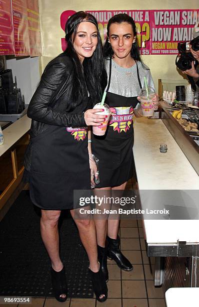 Lindsay Lohan and Ali Lohan visit Millions of Milkshakes on April 26, 2010 in Los Angeles, California.