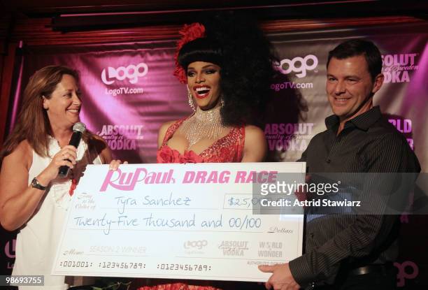 Executive Vice President and General Manager for Logo Network, Lisa Sherman, the winner of second season of RuPaul's Drag Race, Tyra Sanchez and...