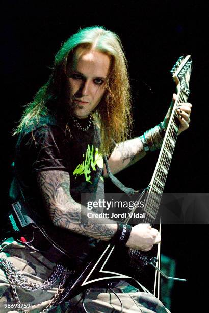 Alex Lahio of Children of Bodom performs on stage during day 1 of the Monsters of Rock Festival 2007 at Feria de Muestras on June 22, 2007 in...