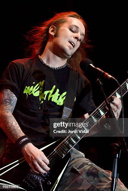 Alex Lahio of Children of Bodom performs on stage during day 1 of the Monsters of Rock Festival 2007 at Feria de Muestras on June 22, 2007 in...