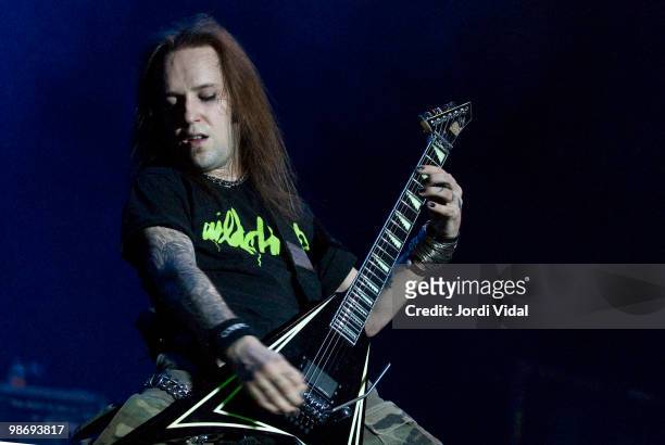 Alex Lahio of Children of Bodom performs on stage during day 1 of the Monsters of Rock Festival 2007 at Feria de Muestras on June 22, 2007 in...