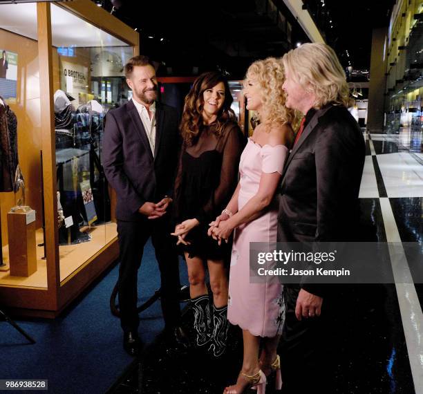 Jimi Westbrook, Karen Fairchild, Kimberly Schlapman and Philip Sweet of Little Big Town participates in an interview at The Country Music Hall of...