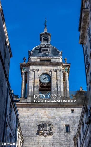 france, charente-maritime, la rochelle, top of the grosse horloge - horloge stock pictures, royalty-free photos & images