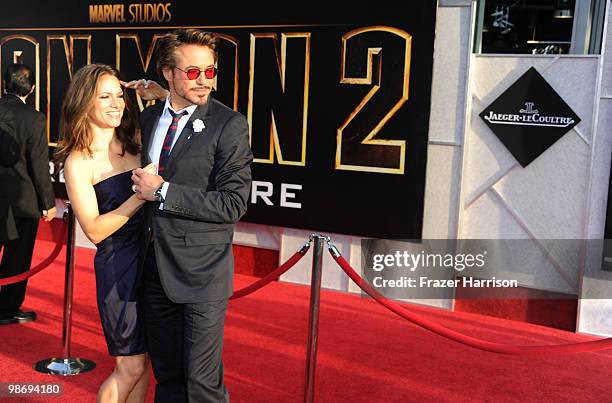 Actor Robert Downey Jr. And Susan Downey arrive at the world premiere of Paramount Pictures and Marvel Entertainment's 'Iron Man 2 held at El Capitan...