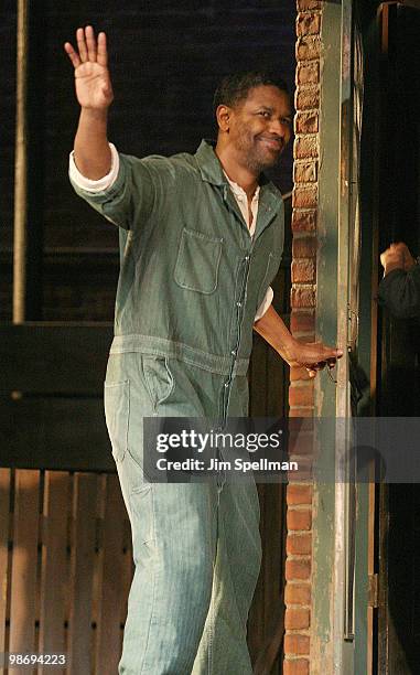 Actor Denzel Washington attends the opening night of "Fences" on Broadway at the Cort Theatre on April 26, 2010 in New York City.