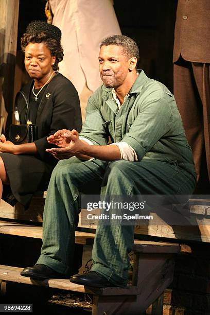 Actors Viola Davis and Denzel Washington attend the opening night of "Fences" on Broadway at the Cort Theatre on April 26, 2010 in New York City.