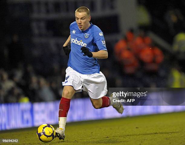 Portsmouth's English midfielder Jamie O'Hara in action during the English Premier League football match between Portsmouth and Stoke City at Fratton...