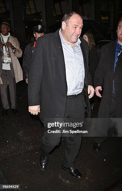 Actor James Gandolfini attends the opening night of "Fences" on Broadway at the Cort Theatre on April 26, 2010 in New York City.