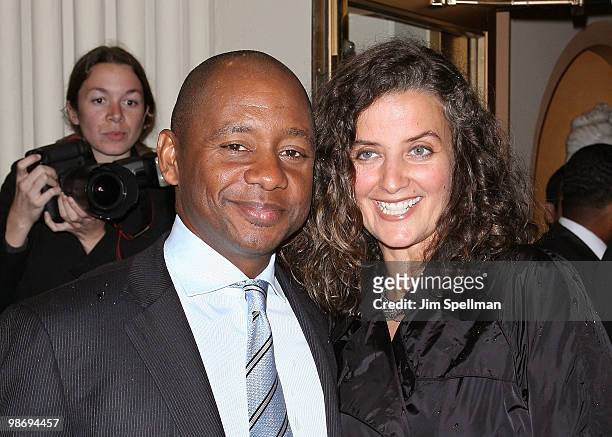 Branford Marsalis and guest attend the opening night of "Fences" on Broadway at the Cort Theatre on April 26, 2010 in New York City.