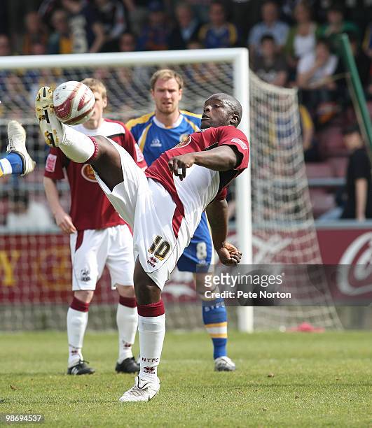 Adebayo Akinfenwa of Northampton Town in action during the Coca Cola League Two Match between Northampton Town and Shrewsbury Town at Sixfields...