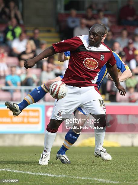 Adebayo Akinfenwa of Northampton Town in action during the Coca Cola League Two Match between Northampton Town and Shrewsbury Town at Sixfields...