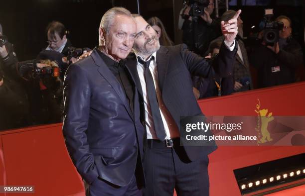 Dpatop - German actor Udo Kier and US actor Joaquin Phoenix attend the premiere of the film "Don't Worry, He Won't Get Far on Foot" which competes in...