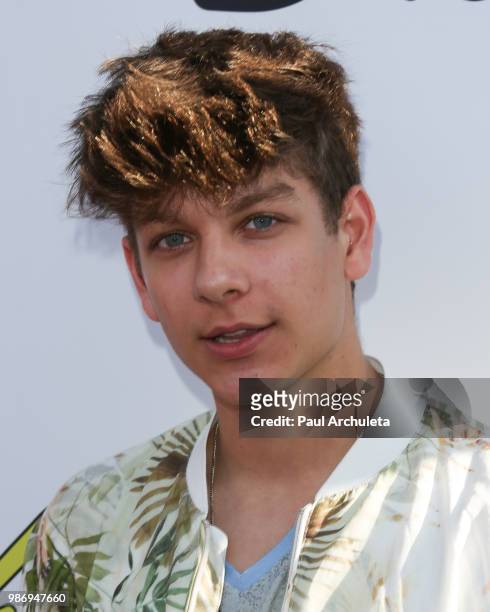 Actor Nathan Triska attends the Gen-Z Studio Brat's premiere of "Chicken Girls" at The Ahrya Fine Arts Theater on June 28, 2018 in Beverly Hills,...