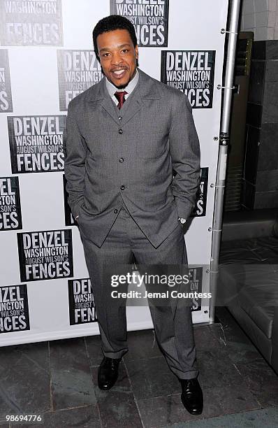Actor Russell Hornsby poses for photos at the Broadway Opening Night After Party for "Fences" at the Bryant Park Hotel on April 26, 2010 in New York...